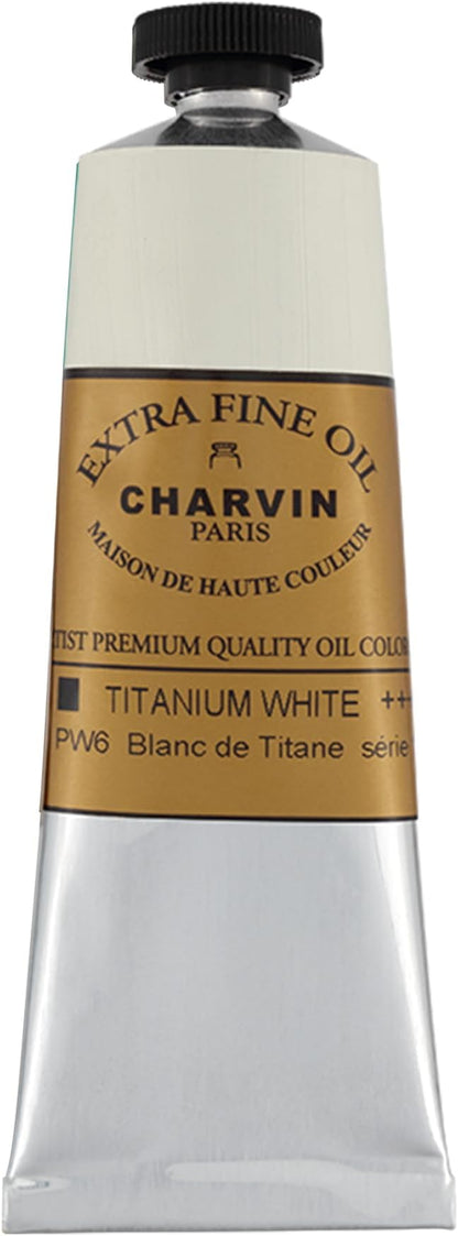 Charvin Extra Fine Oil Paint, Titanium White 60 ml - Triple-Milled, Rich Texture, Poppy Oil-Based, Light-Fast, Handmade, Archival Quality