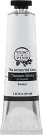 Tusc & Pine Artist Oil Paint - Titanium White (In Linseed), 40ml, Non-Yellowing, Rich & Creamy Consistency, Maximum Pigment Load, Small Batch Milled Oil Paints Made in the USA for Professional Artists