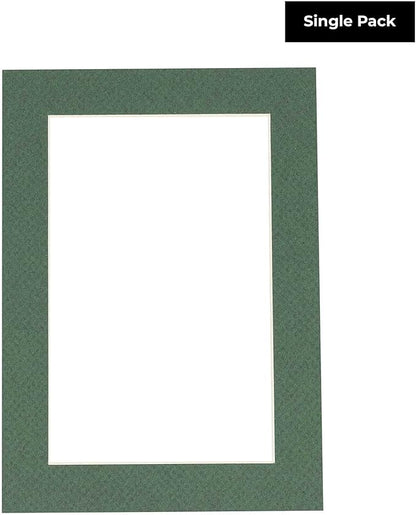 8x10 Mat Bevel Cut for 5x8 Photos - Acid Free Hunter Green Precut Matboard with Backing Board and Crystal Clear, Self Seal Photo Mat Bag - for Pictures, Photos, Framing - 4-ply Thickness