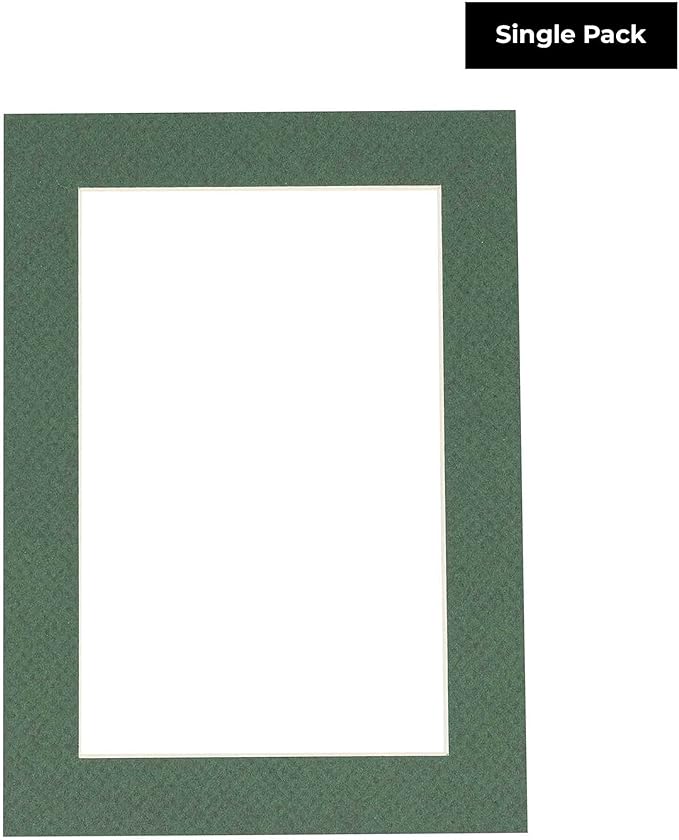 Poster Palooza 8.5x11 Mat Bevel Cut for 7x9 Photos - Acid Free Hunter Green Precut Matboard - For Pictures, Photos, Framing - 4-ply Thickness