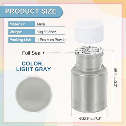 uxcell 10g/0.35oz Cosmetic Grade Mica Powder, 600 Mesh Mica Powder Natural Resin Epoxy Pigment Powders for Casting Resin, Candle Dye, DIY Nail Polish and Lip Gloss, Light Gray