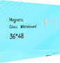 Magnetic Glass Whiteboard - Glass Dry Erase Board 48"x36" Large Frameless Glass Board for Walls Office School and Home, Blue