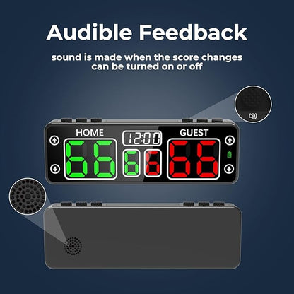 Mini Digital Scoreboard - Portable Tabletop Scoreboard for Games, Wireless Battery Powered Electronic Scoreboard with Buzzer, Score Keeper for Ping Pong/Cornhole/Basketball/Volleyball