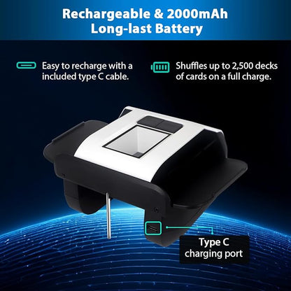 S1 Automatic Card Shuffler with 2000mAh Rechargeable Built-in Battery, 2 Deck Ultra Quiet Shuffling Machine
