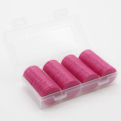 Set of 100 Opaque Plastic Learning Counters Mini Poker Chips Game Tokens with Storage Box (Mediumvioletred, 1 Inch)