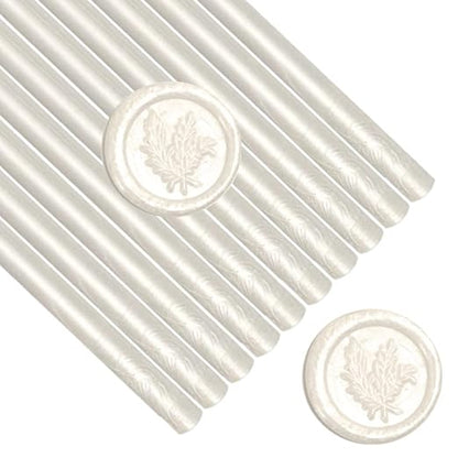 Pearl White Wax Sealing Sticks, ONWINPOR 10pcs Glue Gun Wax Seal Sticks for Waxseal Stamp, Easy Melting Waxsealsticks for 0.43'' Glue Gun (Pearl White)
