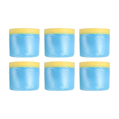 uxcell Pre-Taped Masking Film, 1.8ft x 82ft Plastic Paint Drop Cloth with Medium-Tack Painters Tape for Painting Spraying Protection Blue Film 6Pcs