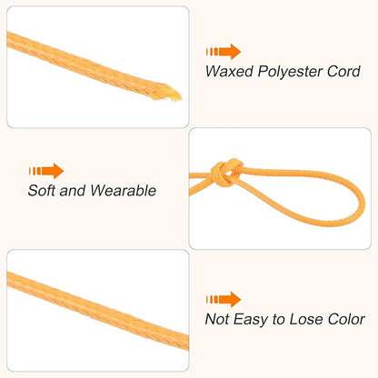 MECCANIXITY Waxed Cord 1mm Waxed Polyester Cord 175 Yard Wax String for Bracelet Making,Necklaces, Beading,Jewelry Making and DIY Crafts(Yellow)