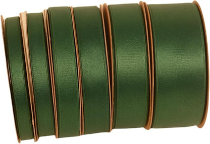 Double Side Satin Ribbon, Continuous 20 Yards,Use for Craft Bows Bouquet, Gift Wrapping, Wedding Decoration, Floral Arrangement (Dark Green, 3/8 inch)