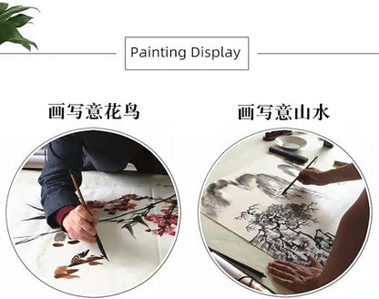 MEGREZ Roll Pack Xuan Paper Thicken Calligraphy Xuan Paper Sumi Paper for Practice Chinese Japanese, 35cm x 100m(13.8in x 328ft), Half Raw Ripe Xuan Paper, White