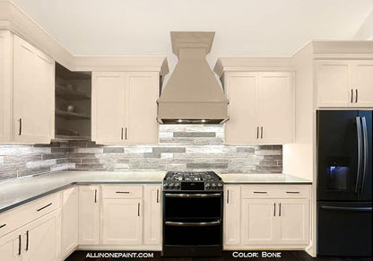 ALL-IN-ONE Paint, Durable cabinet and furniture paint. Built in primer and top coat, no sanding needed. Includes our 30 featured color card - Bone (off white), Quart