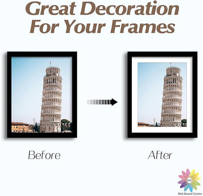 MBC Mat Board Center, 5 Pack 8x10 for 7x9 White Picture Mats Frame Mattes, Bevel Cut, Acid Free, 4-ply Thickness
