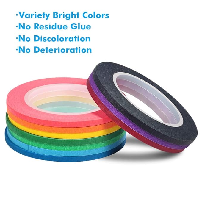 selizo 10 Rolls 1/8” Whiteboard Pinstripe Tape Dry Erase Board Tape Line Thin Striping Graphic Chart Art Tape Grid Lining Tape for White Board, 10 Colors