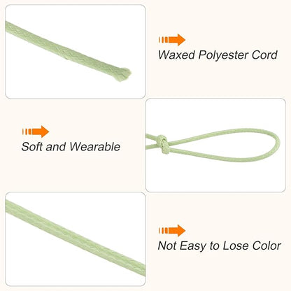 MECCANIXITY Waxed Cord 2mm Waxed Polyester Cord 98 Yard Wax String for Bracelet Making, Necklaces, Beading, Jewelry Making and DIY Crafts(Light Green)
