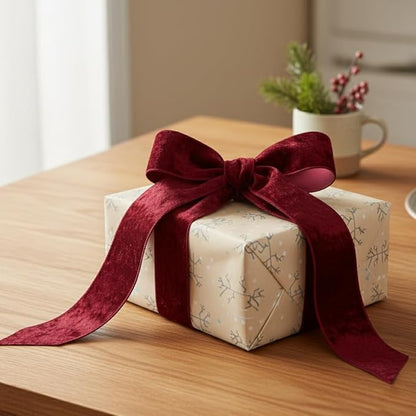 Wine (Burgundy) Velvet Ribbon 2.5 Inch x 10 Yards for Christmas Tree Topper Home Decoration Wreath Gift Wrapping DIY Craft