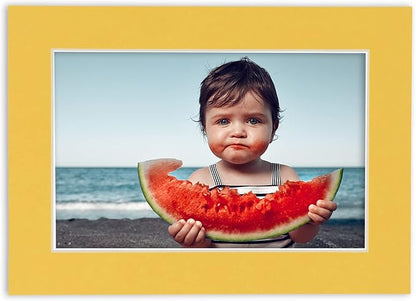 8x10 Mat Bevel Cut for 5x8 Photos - Acid Free Chamois Yellow Precut Matboard - For Pictures, Photos, Framing - 4-ply Thickness