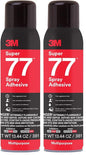 3M Super 77 Multipurpose Permanent Spray Adhesive Glue, Paper, Cardboard, Fabric, Plastic, Metal, Wood, Net Wt 13.44 oz (Pack of 2)