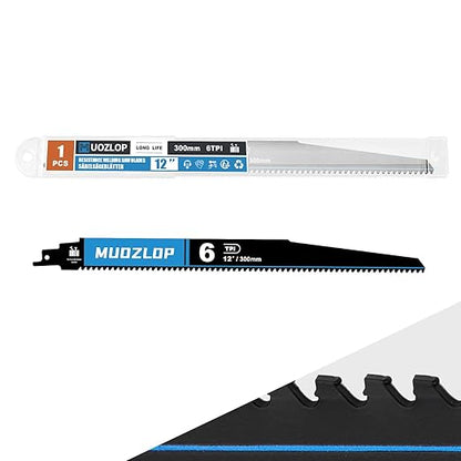 1 Pack 12 inch Reciprocating Saw Blades Set，6 TPI High Carbon Saw Blades for Wood with Nails ，Saw Blades with Organizer Case (1, 6T/12inch)