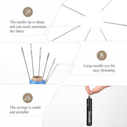 Dmrueia 60 Pcs Large Eye Embroidery Needles, 6 Sizes Hand Sewing Needles, Quilting Needles with Aluminum Tube, Sharp Needles for Art Crafts.