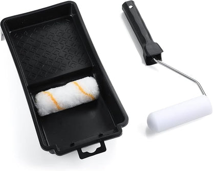 Small Paint Roller Supplies Kit - Mini Paint Roller Frame 4 inch, 2inch Paint Brush, Acrylic Roller Covers, Foam Roller Covers, Paint Tray, Paint Mixing Stick, Masking Tape