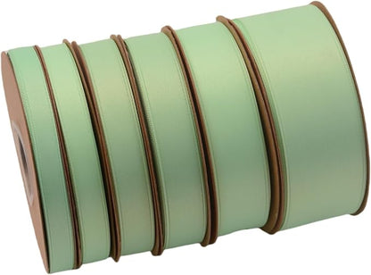 Double Side Satin Ribbon, Continuous 20 Yards,Use for Craft Bows Bouquet, Gift Wrapping, Wedding Decoration, Floral Arrangement (Light Green, 4/5 inch)
