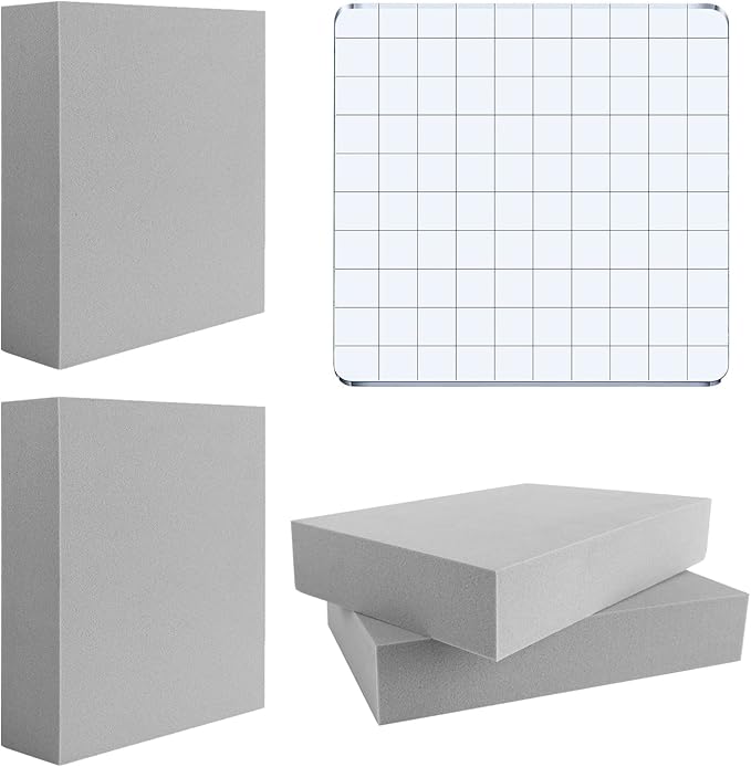 5 Pcs Moldable Foam Block - Grey, Acrylic Stamp Block, Dry Foam Stamp Pad for Sculpture, Modeling, DIY Arts and Handicrafts Projects