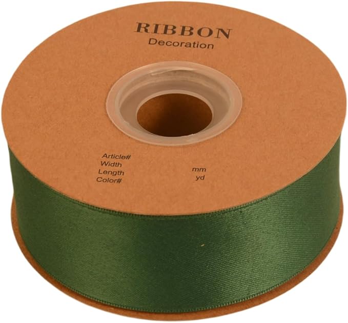 Double Side Satin Ribbon, Continuous 20 Yards,Use for Craft Bows Bouquet, Gift Wrapping, Wedding Decoration, Floral Arrangement (Dark Green, 1 inch)