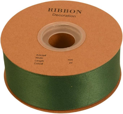 Double Side Satin Ribbon, Continuous 20 Yards,Use for Craft Bows Bouquet, Gift Wrapping, Wedding Decoration, Floral Arrangement (Dark Green, 1 inch)
