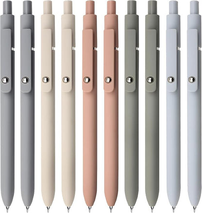 Gel Pens, 10Pcs 0.5mm Black Ink Pens Fine Point Smooth Writing Pens, High-End Series Retractable Pens for Journaling Note Taking, Cute Office School Supplies Gifts for Women (10 Pcs Morandi)