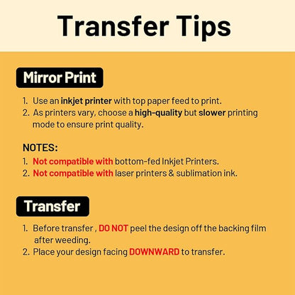TransOurDream Heat Transfer Paper for t Shirts Heat Press (10 Sheets, 8.5"x11") Printable Heat Transfer Vinyl for Inkjet Printer Light Iron on Transfers for Tshirts Cuttable & Self-Positionable