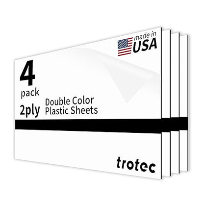 Trotec TroLase | 12"x24"x1/32", 4 Pcs | White/Black | 2 Ply | Modified Acrylic | Laser Engraving Double Color Plastic Sheet | Engraving Blanks for Laser, Saw, Guillotine | Made in USA