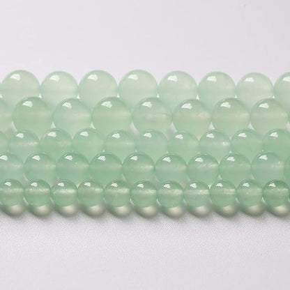 4mm 90pcs Natural Green Jade Chalcedony Beads Energy Healing Power Stone Beads for Jewelry Making Round Loose Beads DIY Bracelet 15" (Green Jade, 4mm)