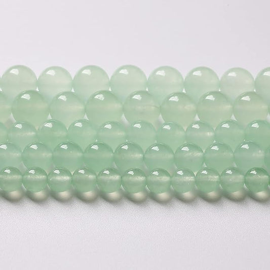 4mm 90pcs Natural Green Jade Chalcedony Beads Energy Healing Power Stone Beads for Jewelry Making Round Loose Beads DIY Bracelet 15" (Green Jade, 4mm)