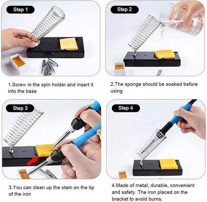 Electric Sodering Iron Kit set 110V 60W Adjustable Temperature Soldering Iron Digital Multimeter 5pcs Soldering Tips Solder Wire Stand, Desoldering Pump Tweezers Welding Tool Screwdriver wire stripper