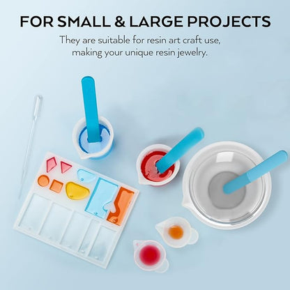 Large Silicone Resin Measuring Cups Tool Kit - Nicpro Reusable 600ml & 100ml Measure Cup, Silicone Stir Sticks Pipettes Finger Cots for Epoxy Resin Mixing, Molds, Jewelry Making, Waxing, Easy Clean