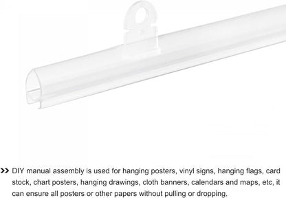 MECCANIXITY PVC Poster Hanger Rail Poster Strip Bar 70cm/28inch Clear with Clips for Poster, Map, 4 Set
