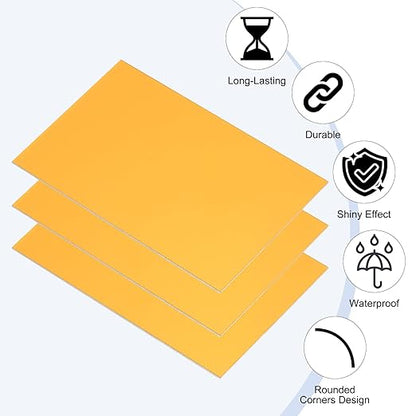 PATIKIL 2.1x3.3 Inch Anodized Aluminum Sheet Metal, 20Pcs Laser Plates Engraving Blanks 0.5MM Thin Rectangle for Crafting DIY House Laser Engraving, Yellow