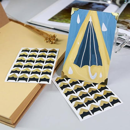 360 Count Self-Adhesive Acid Free Photo Corners for Scrapbooks Memory Books (Gold)