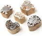 Handcarved Wooden Stamps for Block Printing - Stamps for Mehndi, Saree Border, Scrapbooking, Fabric Textile Paper, Kids, Art Work | Set of 5 | Hashcart®