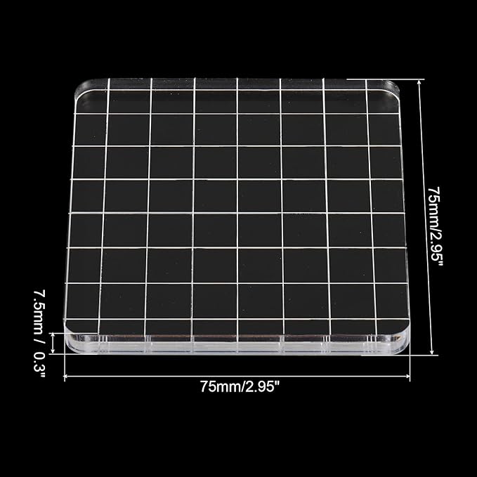 PATIKIL 3" x 3" Acrylic Stamp Block, 2 Pack Clear Stamping Block with Grid Lines Decorative Mounting Blocks Square for Scrapbooking DIY Crafts Card Making