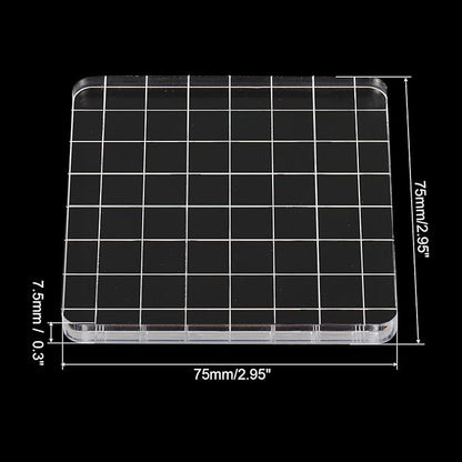 PATIKIL 3" x 3" Acrylic Stamp Block, 2 Pack Clear Stamping Block with Grid Lines Decorative Mounting Blocks Square for Scrapbooking DIY Crafts Card Making