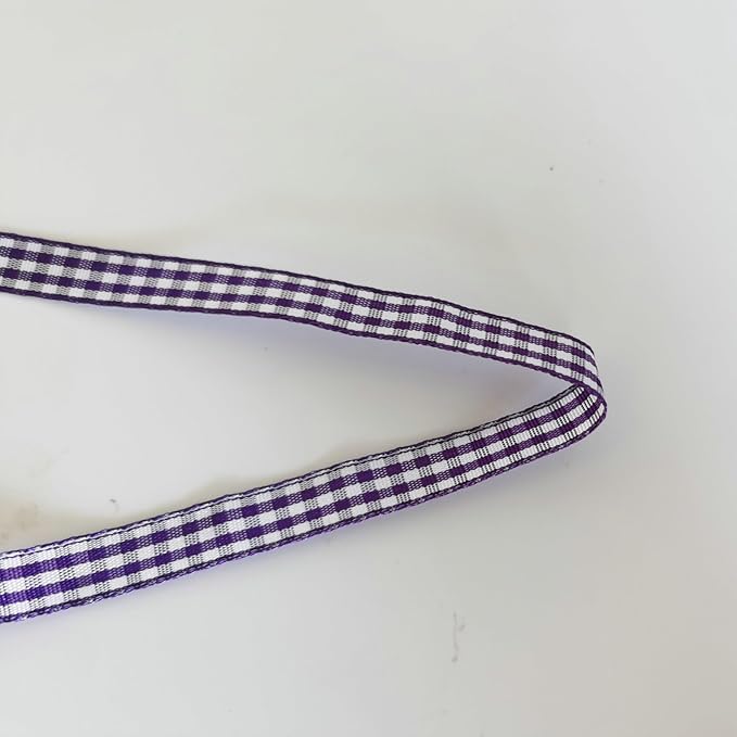 Micomon Dark Purple and White Woven Edge Plaid Ribbon 100% Polyester Gingham Ribbon 25 Yards Each Roll (3/8",Grape)