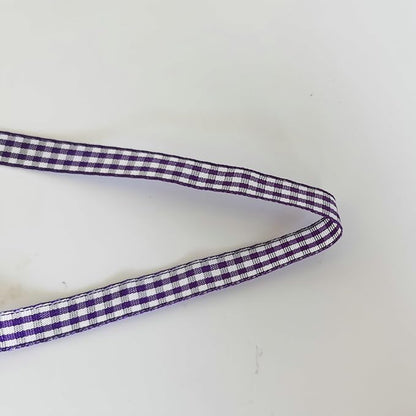 Micomon Dark Purple and White Woven Edge Plaid Ribbon 100% Polyester Gingham Ribbon 25 Yards Each Roll (3/8",Grape)