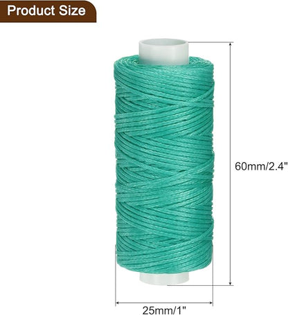 uxcell Leather Sewing Waxed Thread, 55 Yards / 50m 0.8mm 150D Flat Polyester All-Purpose Threads for Leather Crafts, Bookbinding, Turquoise