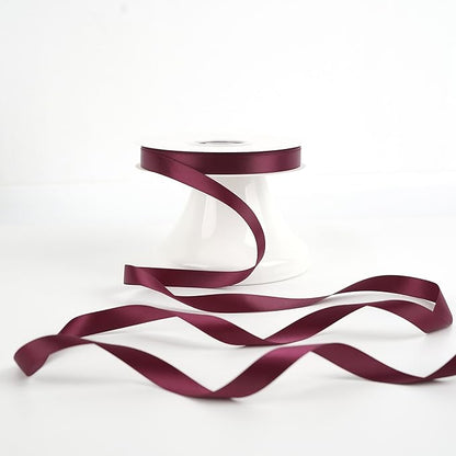HUIHUANG Burgundy Satin Ribbon 1/2 inch X 50 Yards Continuous, Maroon Double-Faced Satin Ribbon for Gift Wrapping, Bows, DIY Crafts, Flower Bouquet, Wedding, Christmas Decor, Birthday