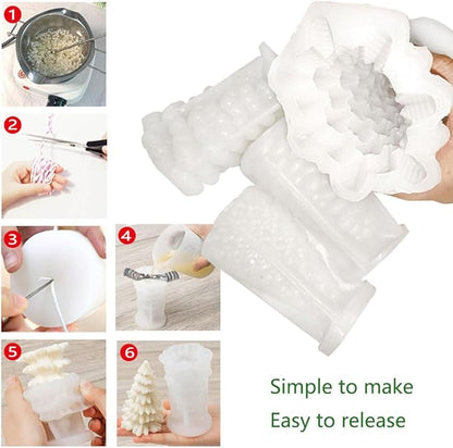 4PCS Christmas Tree Silicone Molds Kit - Resin & Wax Candle Soap Molds