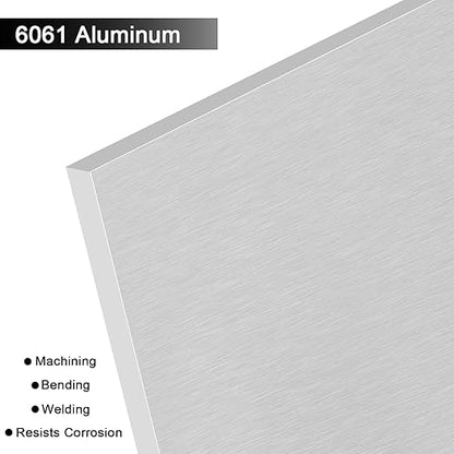 6061 T651 Aluminum Sheet Metal 7 x 14 x 1/4 Inch Flat Plain Aluminum Plate Covered with Protective Film, Heat Treatable Rectangle 6MM Aluminum Metal Plate for Industrial, Crafting