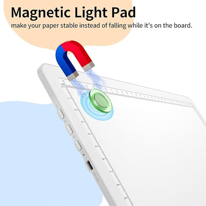 Elice Magnetic A3 Light Board for Diamond Painting, Ultra-Thin Tracing LED Light Box with Side Buttons, Super Bright Diamond Art Light Pad, Light Table for Drawing, Sketching, Weeding Vinyl - White