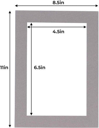 5x7 Mat for 8.5x11 Frame - Precut Mat Board Acid-Free Show Kit with Backing Board, and Clear Bags Charcoal 5x7 Photo Matte Made to Fit a 8.5x11 Picture Frame Matboard for Framing, Pack of 25 Mats