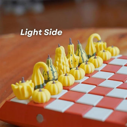 Pumpkin Board Game Set,Magnetic Pumpkin Chess Expansion Pack Gourd Games,3D Printing Portable Checkers with Checkers Board,Dice Tower,Card Storage,Dice Storage,and Boards,Christmas Decor Gift(#2)